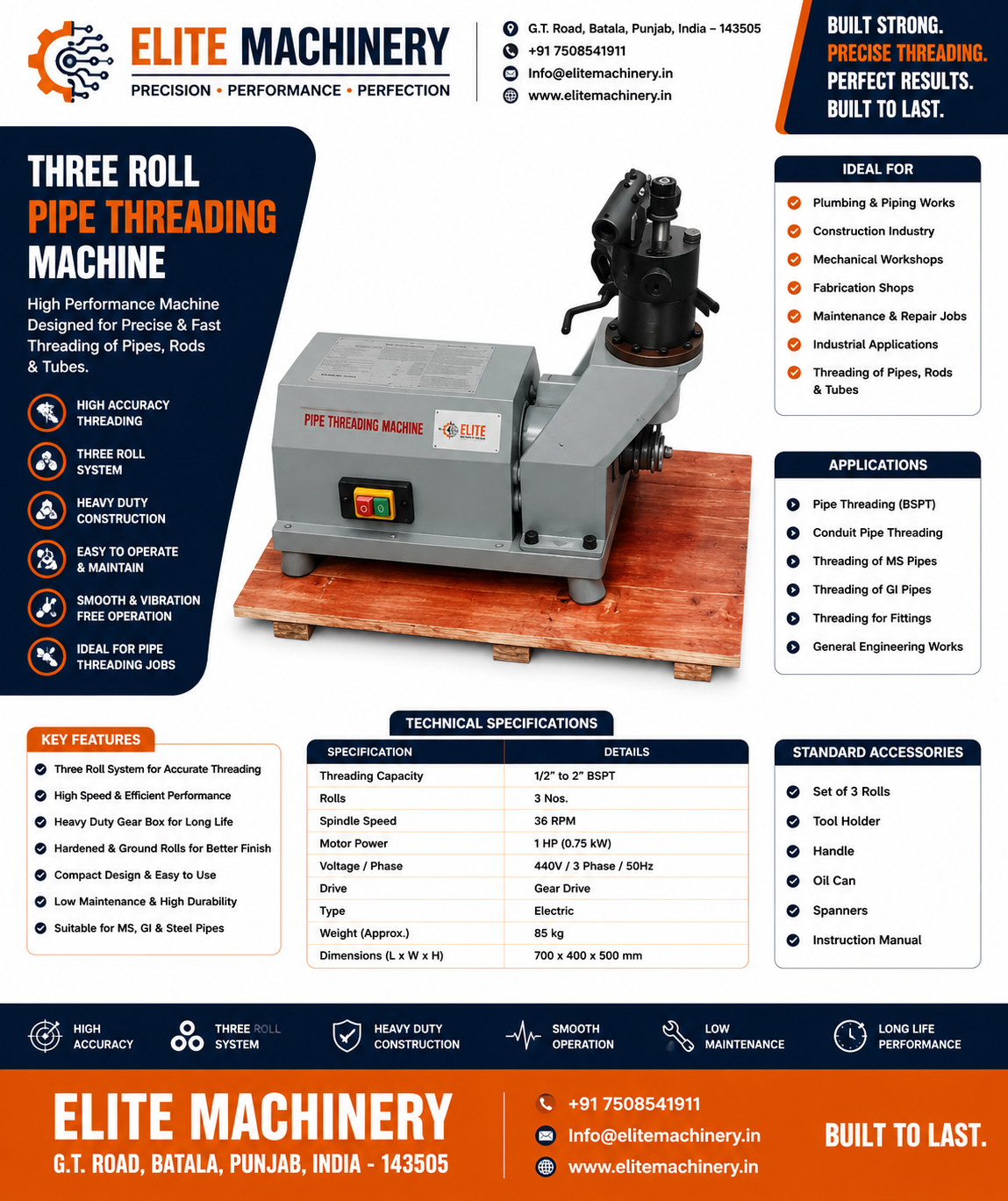 Three roll Pipe Threading Machine - Image 2